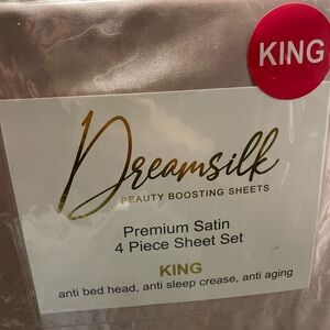 Rose pink satin king size sheet set